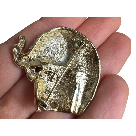 Vintage AJC Elephant Brooch gold Tone Pin Circus Fancy Elephant - Picture 2 of 3
